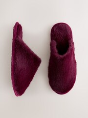Burgundy Red Faux Fur Mule Slippers - Image 3 of 8