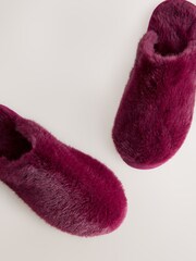 Burgundy Red Faux Fur Mule Slippers - Image 6 of 8