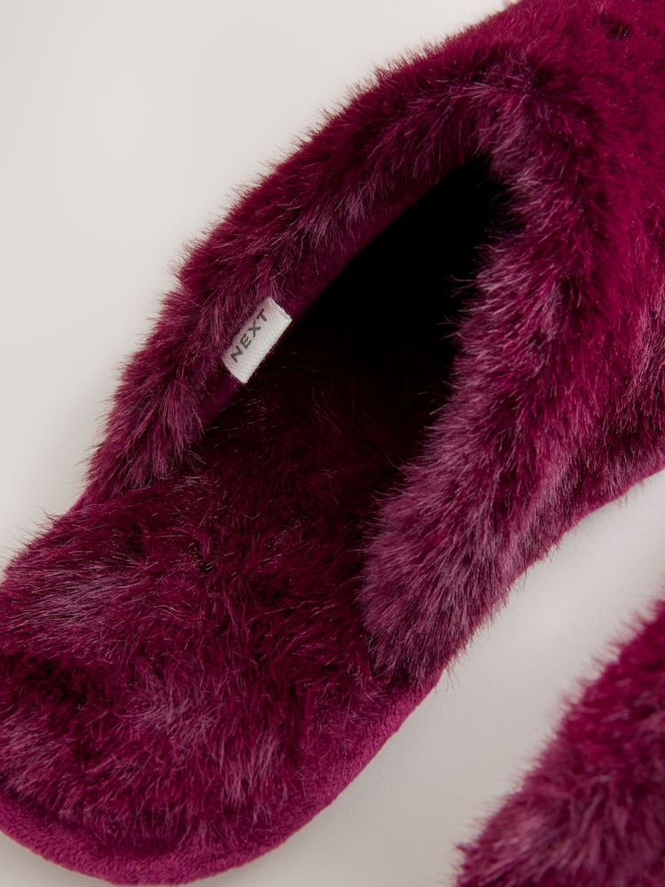 Pink Burgundy Fur Slides Kids Fur Slippers Wholesale, Little Girl