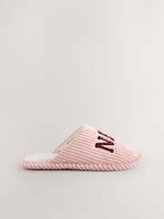 Pink Cord Slogan Mule Slippers - Image 6 of 8