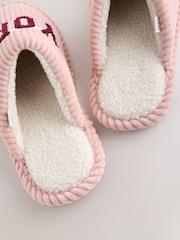 Pink Cord Slogan Mule Slippers - Image 8 of 8