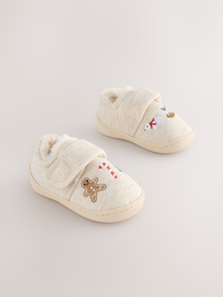 Neutral Christmas Warm Lined Cupsole Slippers - Image 1 of 5