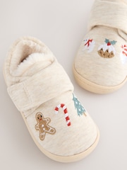 Neutral Christmas Warm Lined Cupsole Slippers - Image 4 of 5