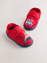 Rdeča z motivom vozil - Warm Lined Cupsole Slippers - Slika 1 iz 5