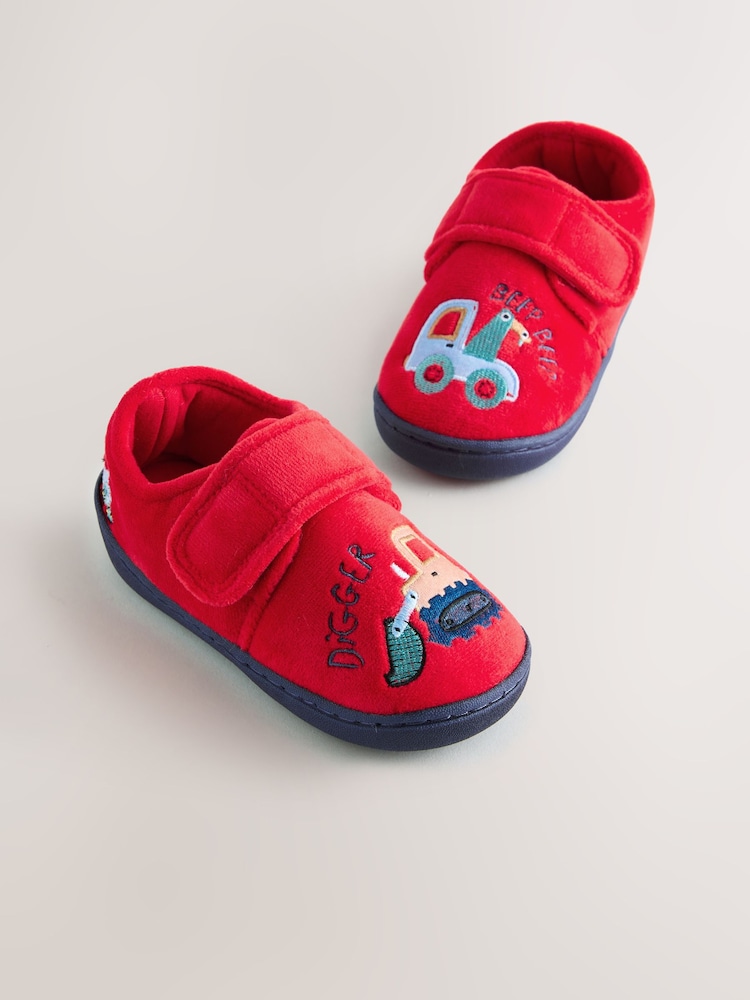 Rdeča z motivom vozil - Warm Lined Cupsole Slippers - Slika 1 iz 5