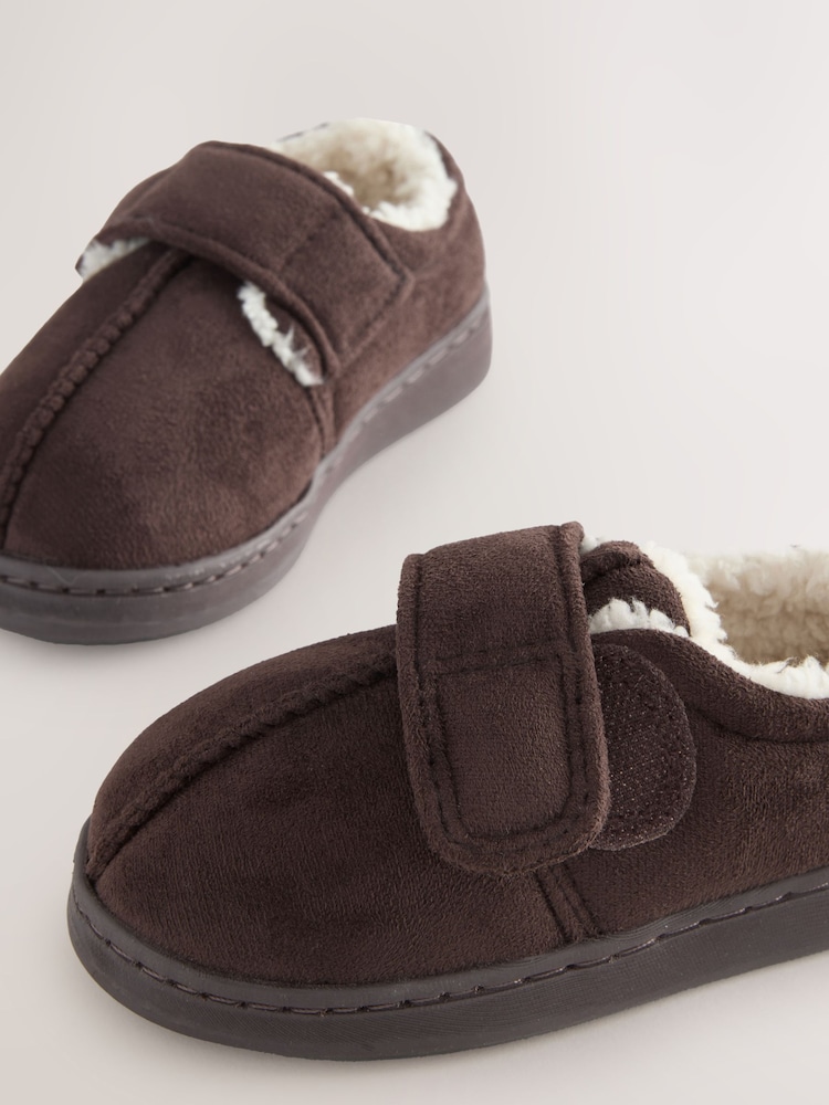 Chocolate Brown Warm Lined Cupsole Slippers - Image 5 of 5