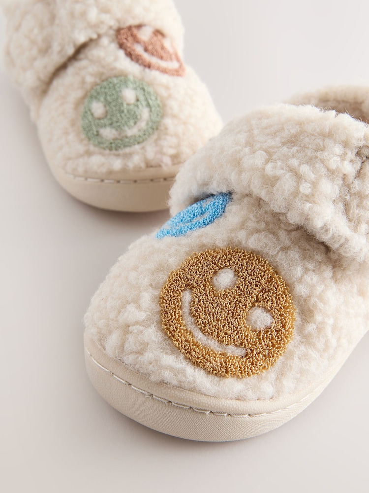Neutral Happy Face Warm Lined Cupsole Slippers - Image 3 of 6