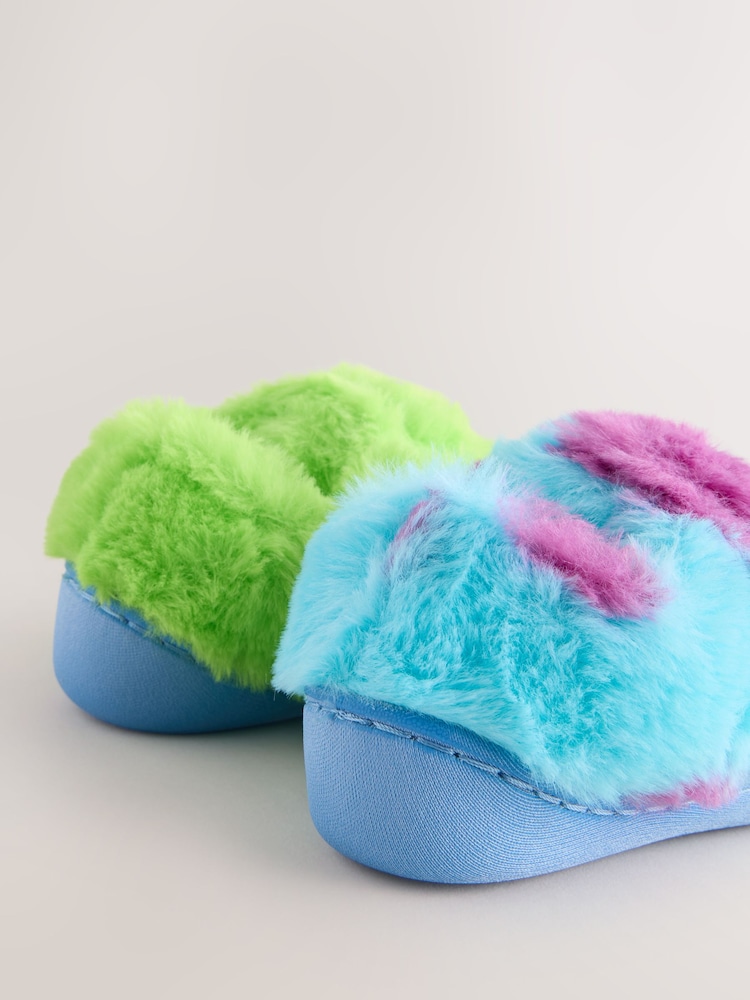 Blue/Green Monsters Inc Fluffy Cupsole Slippers - Image 10 of 10