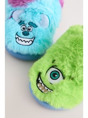 Blue/Green Monsters Inc Fluffy Cupsole Slippers - Image 3 of 10