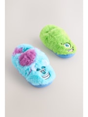Blue/Green Monsters Inc Fluffy Cupsole Slippers - Image 5 of 10