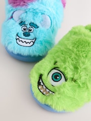 Blue/Green Monsters Inc Fluffy Cupsole Slippers - Image 7 of 10