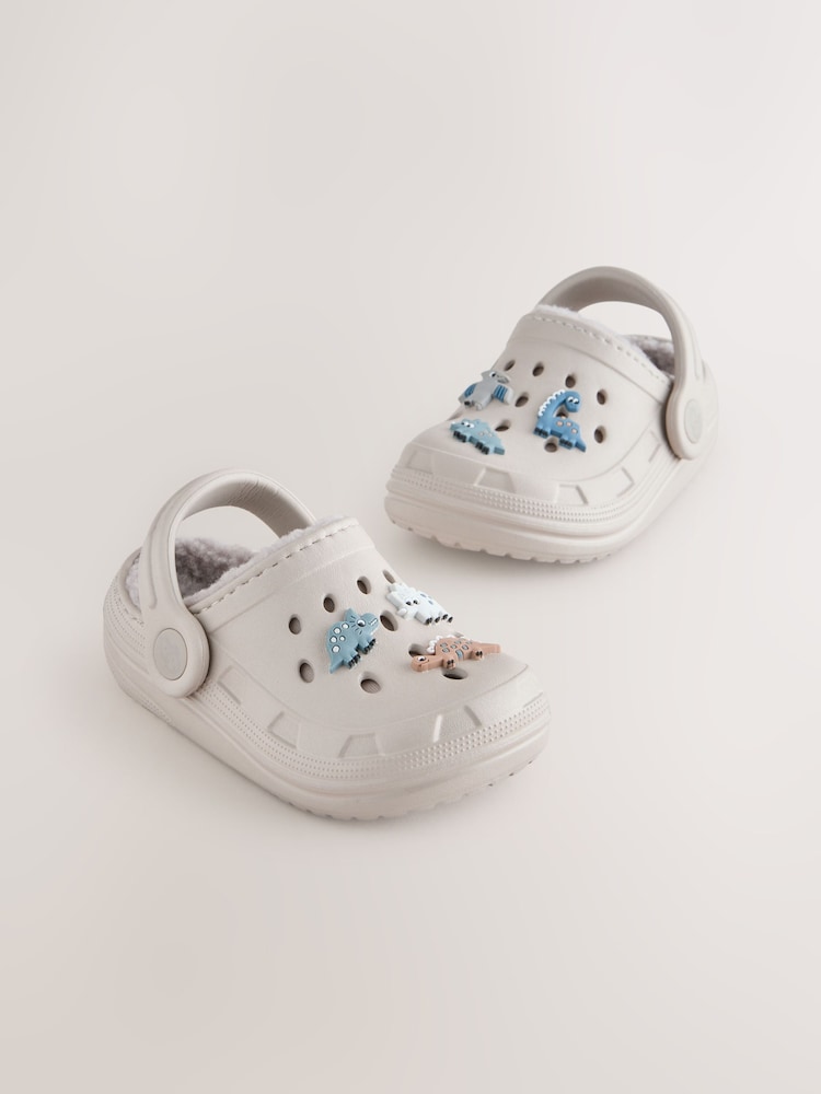 Neutral Dinosaur Warm Lined Slipper Clogs - Image 1 of 6 Neutral Dinosaur Warm Lined Slipper Clogs - Image 1 of 6