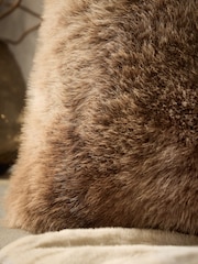 Brown 43 x 43cm Loulou Faux Fur Cushion - Image 2 of 6