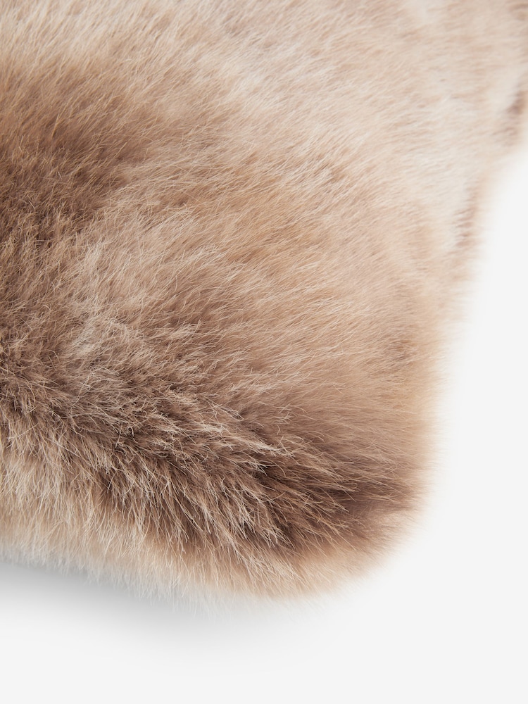Brown 43 x 43cm Loulou Faux Fur Cushion - Image 6 of 6