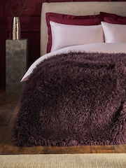 Plum Purple Monoglian Faux Fur Throw - Image 1 of 5