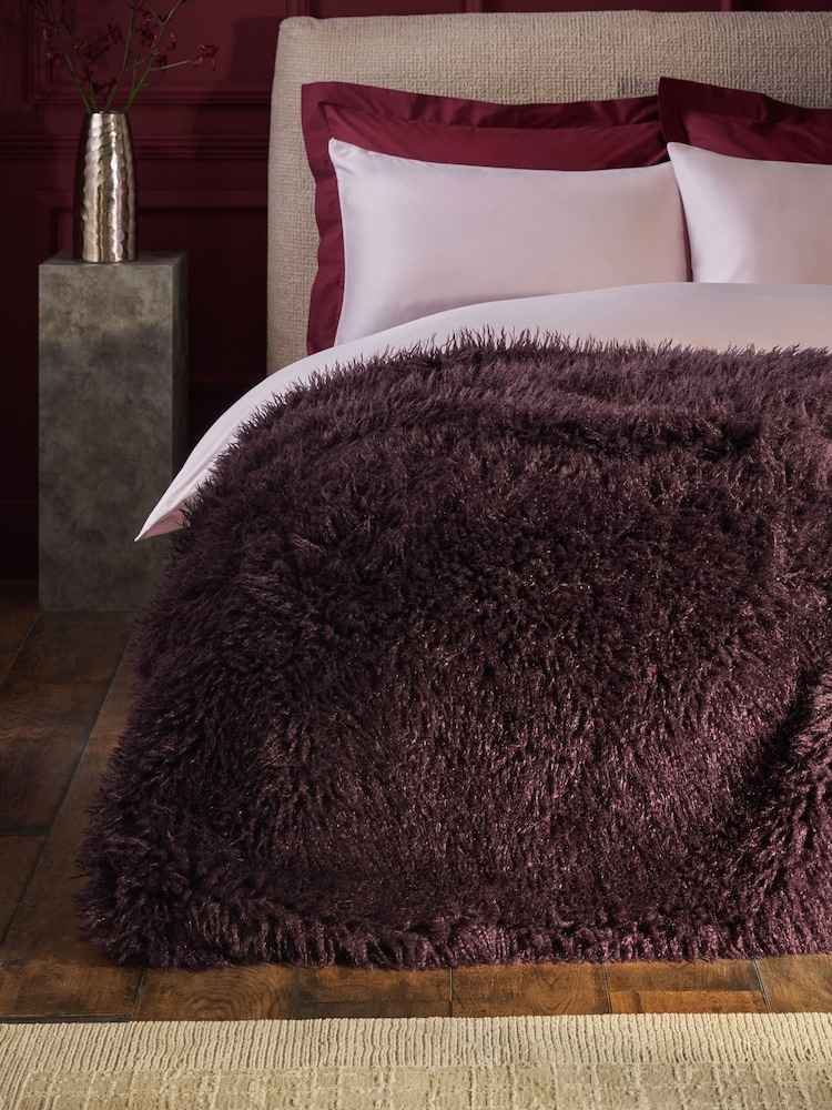 Plum Purple Monoglian Faux Fur Throw - Image 1 of 5
