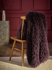 Plum Purple Monoglian Faux Fur Throw - Image 2 of 5