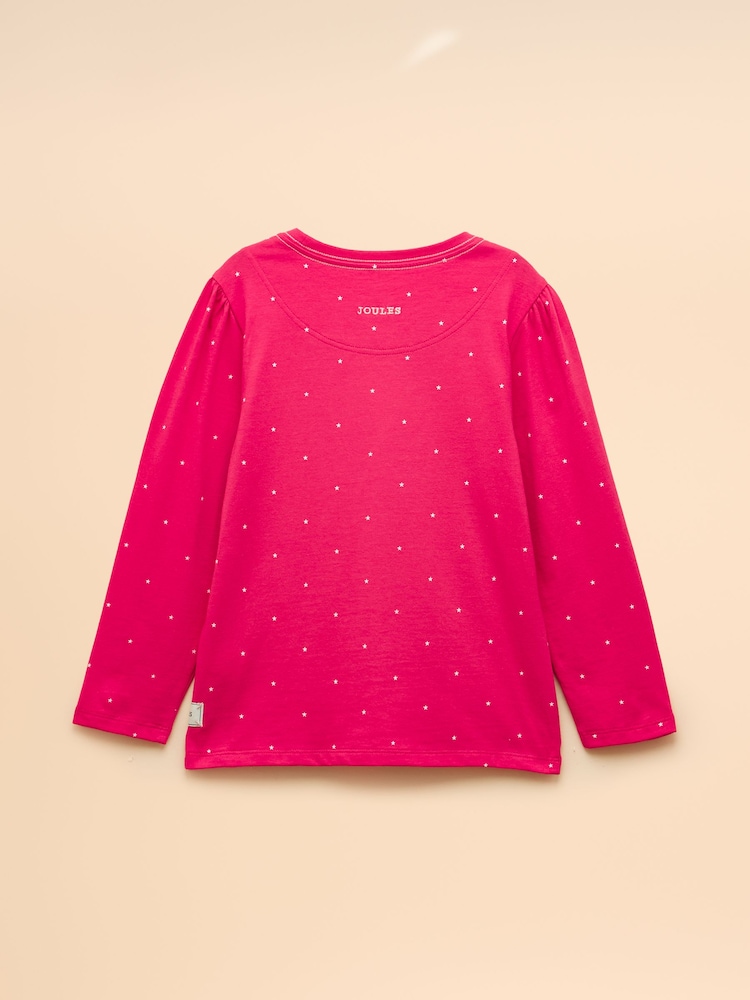 Joules Girls' Ava Bright Pink Applique Long Sleeve Top - Image 2 of 4 Joules Girls' Ava Bright Pink Applique Long Sleeve Top - Image 2 of 4