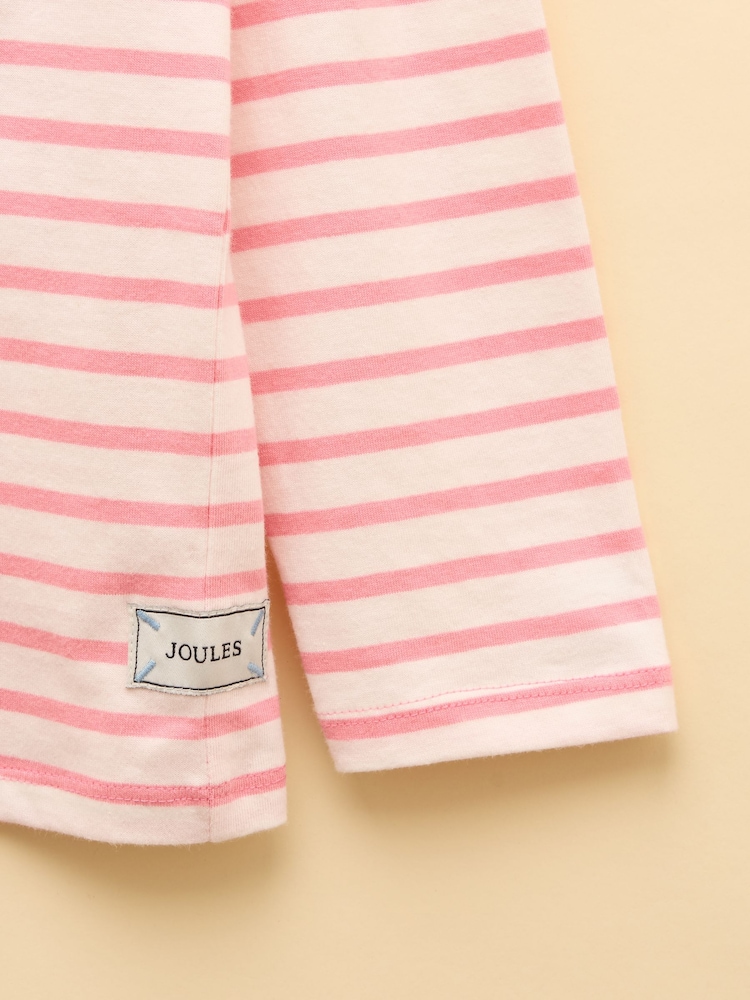 Joules Girls' Ava Pink and Cream Applique Long Sleeve Top - Image 4 of 4