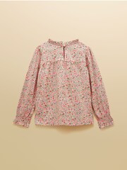 Joules Girls' Flutter Pink Ditsy Long Sleeve Top - Image 2 of 5