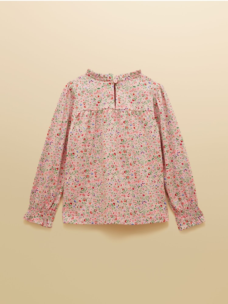 Joules Girls' Flutter Pink Ditsy Long Sleeve Top - Image 2 of 5