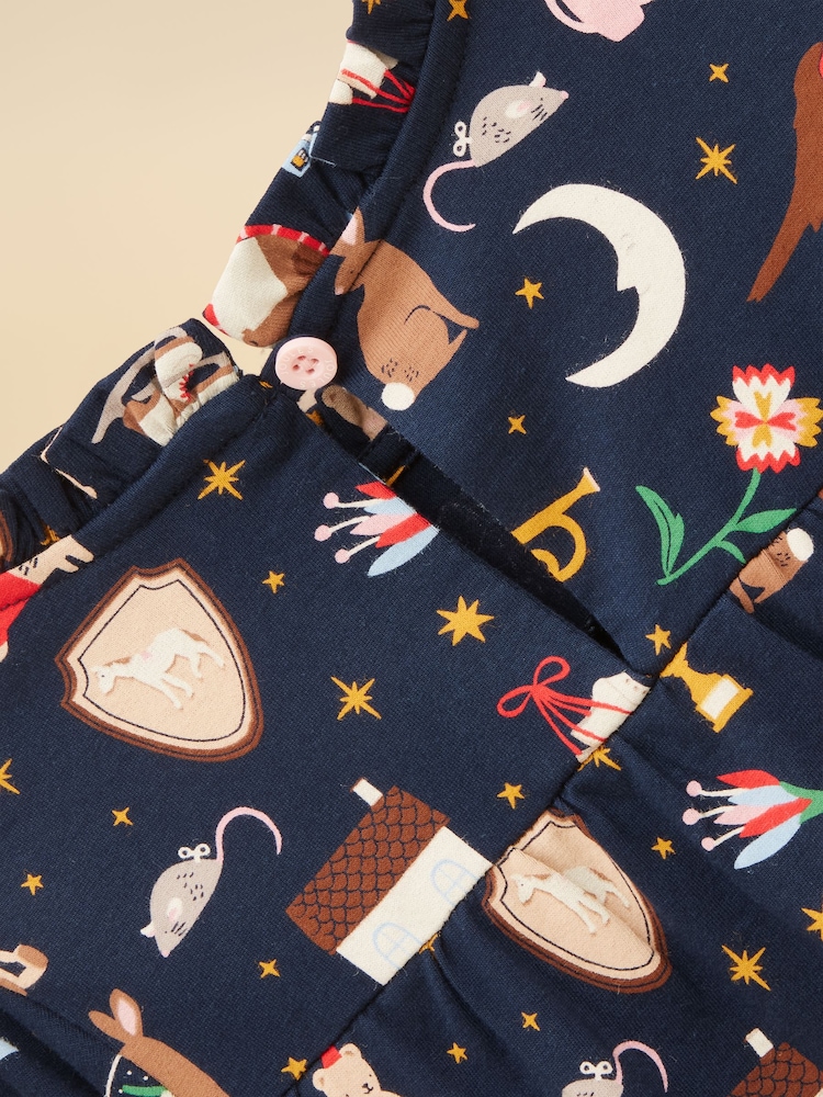 Joules Girls' Flutter Navy Blue Long Sleeve Top - Image 5 of 5