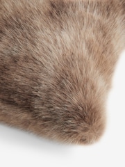 Brown 59 x 59cm Loulou Faux Fur Cushion - Image 5 of 5