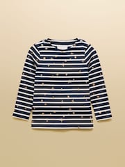 Joules Girls' Harbour Navy Stripe Long Sleeve Jersey Top - Image 1 of 5