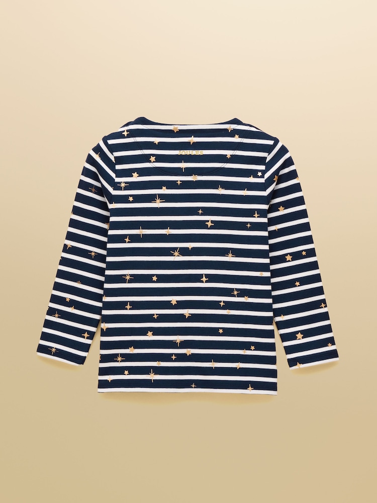 Joules Girls' Harbour Navy Stripe Long Sleeve Jersey Top - Image 2 of 5 Joules Girls' Harbour Navy Stripe Long Sleeve Jersey Top - Image 2 of 5