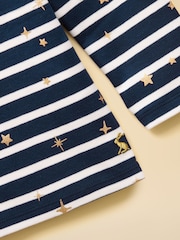 Joules Girls' Harbour Navy Stripe Long Sleeve Jersey Top - Image 3 of 5