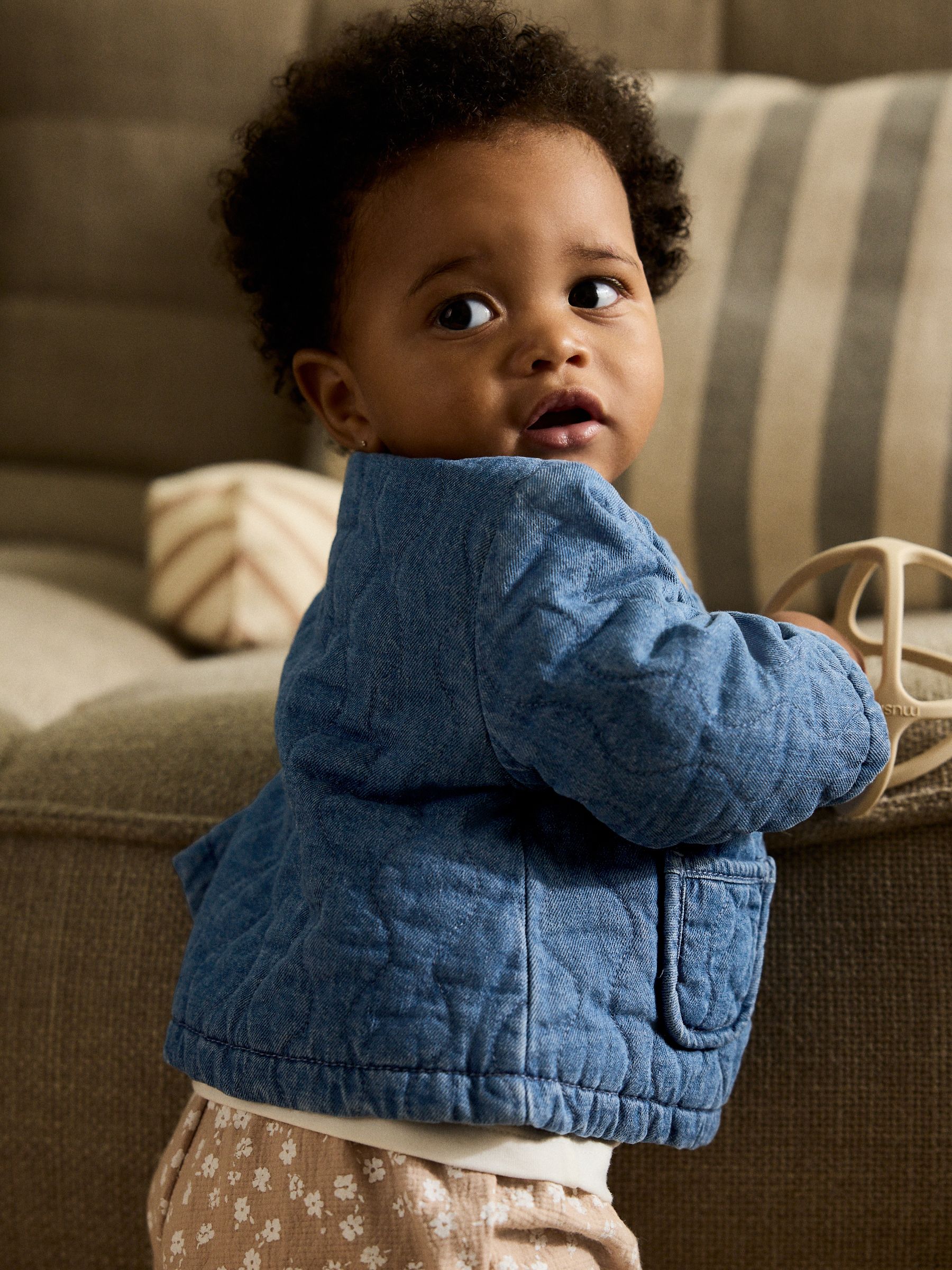 Buy Blue Denim Jersey Quilted Baby Jacket (0mths-2yrs) from Next USA