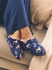 Estampado de perro en azul marino - Navy Mule Dog Slippers - Imagen 1 de 8