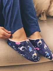 Estampado de perro en azul marino - Navy Mule Dog Slippers - Imagen 2 de 8