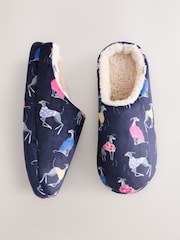 Estampado de perro en azul marino - Navy Mule Dog Slippers - Imagen 6 de 8