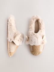 Neutral Hamish Cow 3D Faux Fur Mule Slippers - Image 3 of 7