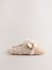 Neutral Hamish Cow 3D Faux Fur Mule Slippers - Image 5 of 7
