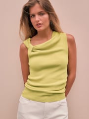 Lime Green Twist Detail Sleeveless Top - Image 1 of 8