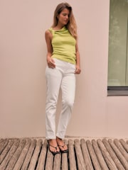 Lime Green Twist Detail Sleeveless Top - Image 2 of 8