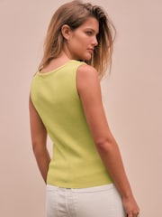 Lime Green Twist Detail Sleeveless Top - Image 4 of 8
