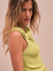 Lime Green Twist Detail Sleeveless Top - Image 5 of 8