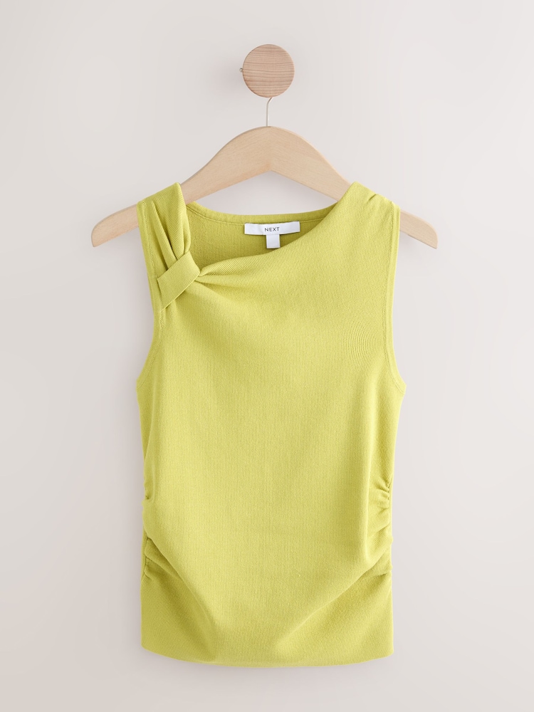 Lime Green Twist Detail Sleeveless Top - Image 8 of 8