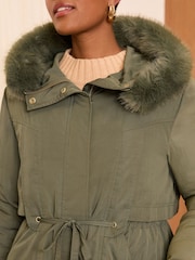 Love & Roses Green Shower Resistant Longline Padded Parka Coat - Image 4 of 4