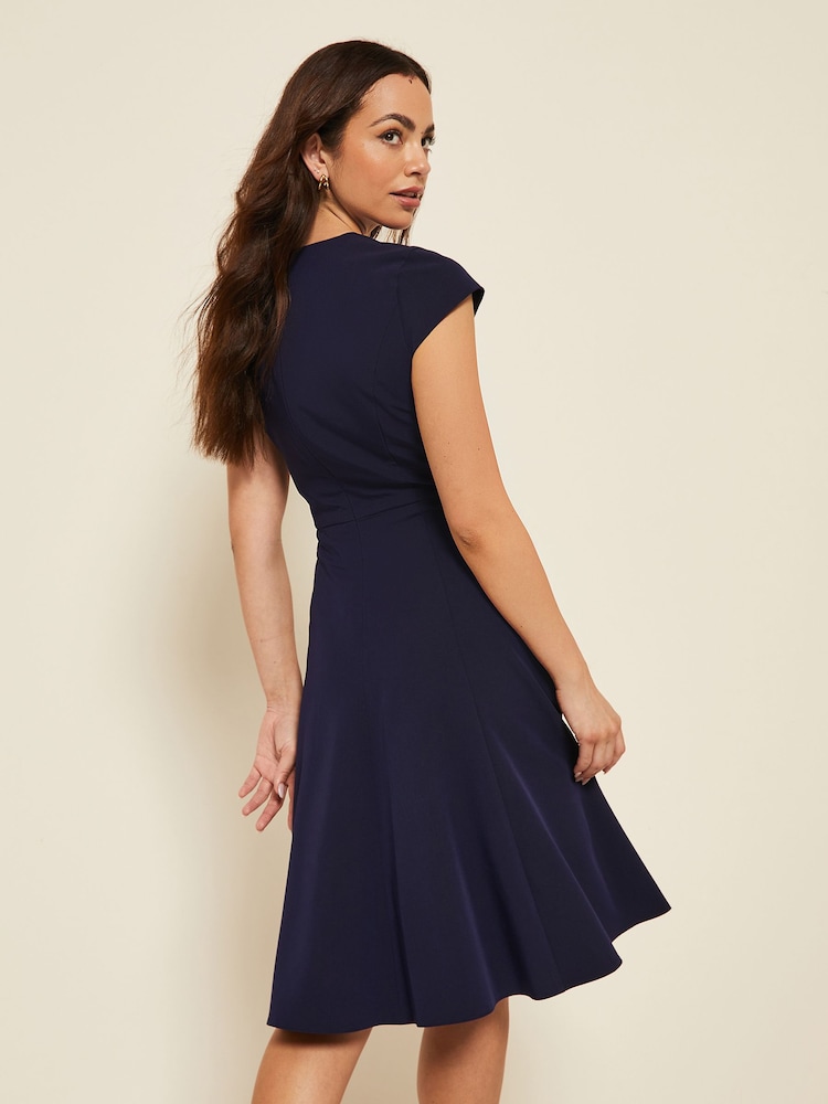 Friends Like These Blue Fit and Flare Cap Sleeve Tailored Dress - Image 2 of 3