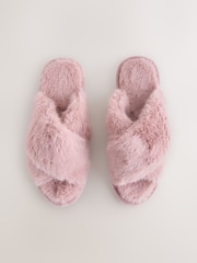 Pink Faux Fur Slider Slippers - Image 1 of 5