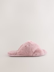 Pink Faux Fur Slider Slippers - Image 3 of 5
