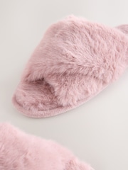 Pink Faux Fur Slider Slippers - Image 4 of 5