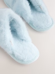 Blue Faux Fur Slider Slippers - Image 7 of 7