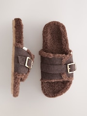 بني - Borg Slider Slippers - صورة 1 من 5