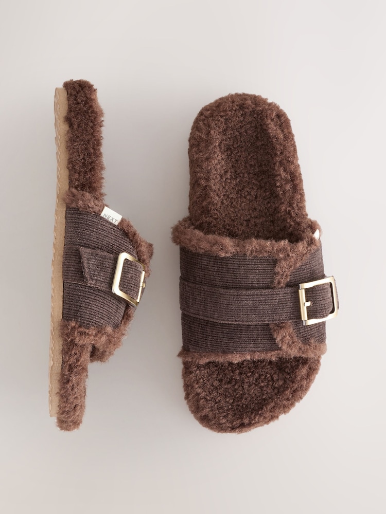 بني - Borg Slider Slippers - صورة 1 من 5