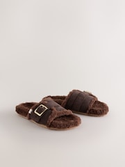 بني - Borg Slider Slippers - صورة 3 من 5